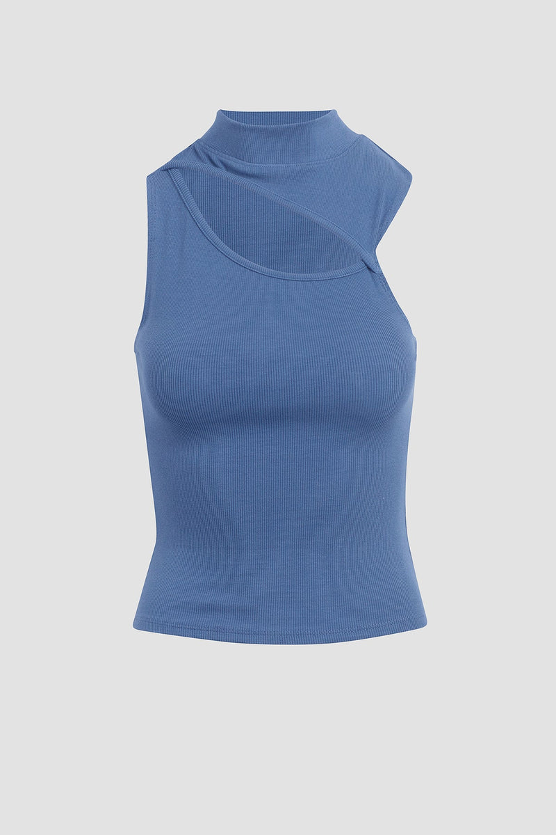 Mock Neck Cut Out Tank