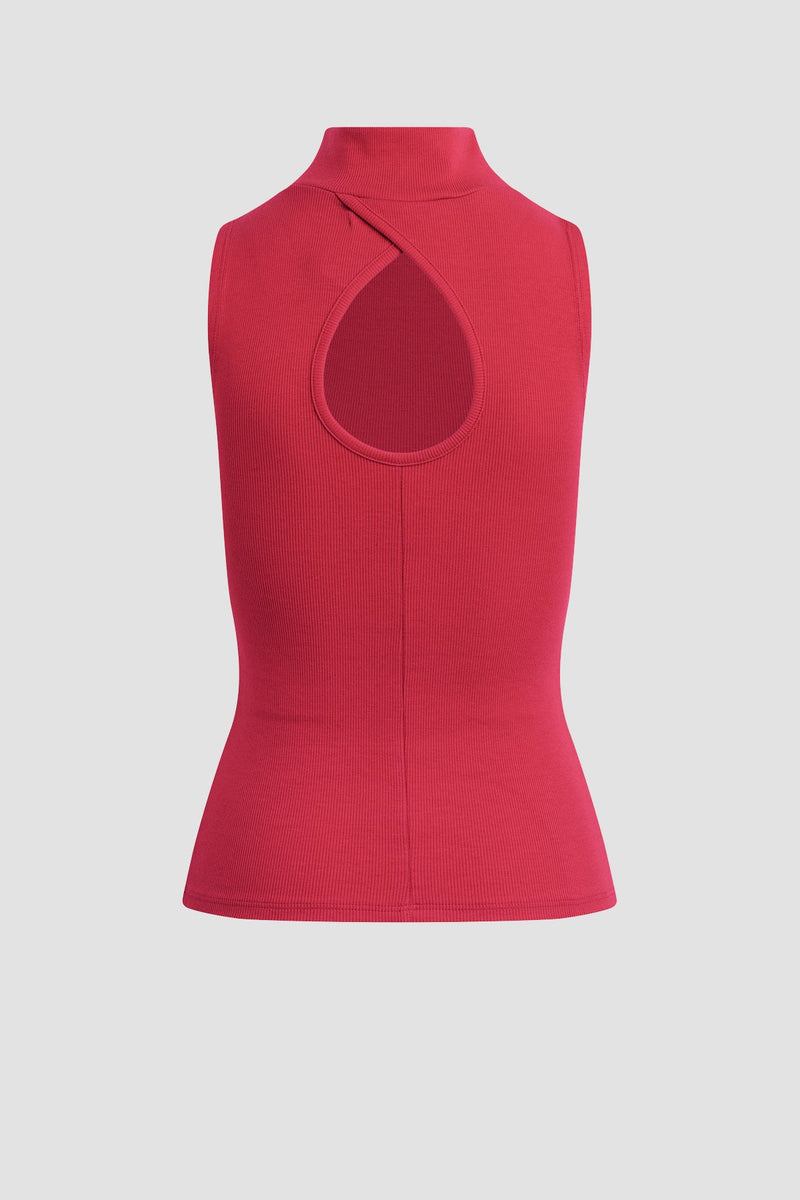 Mockneck Back Keyhole Tank