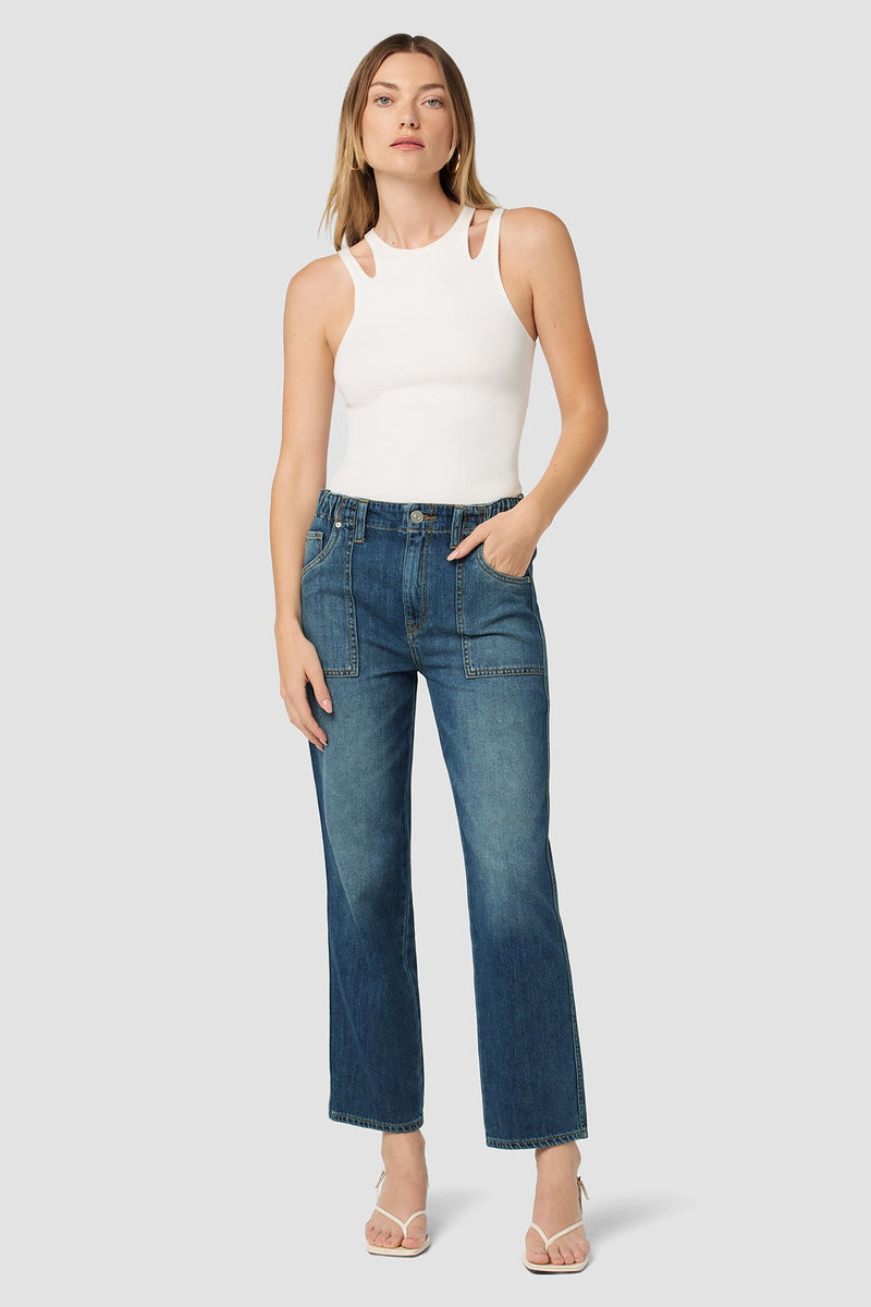 Remi High-Rise Elastic Waist Straight Ankle Jean