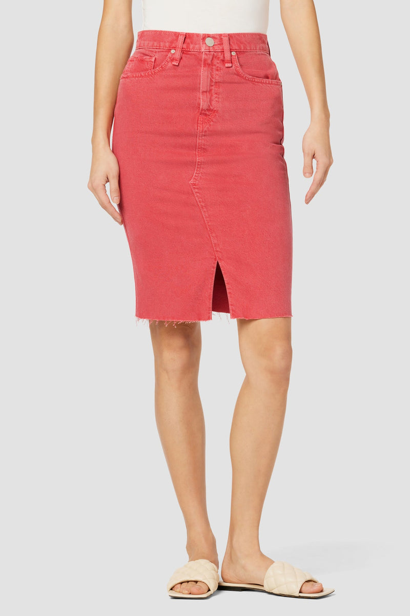 High-Rise Reconstructed Knee Length Skirt