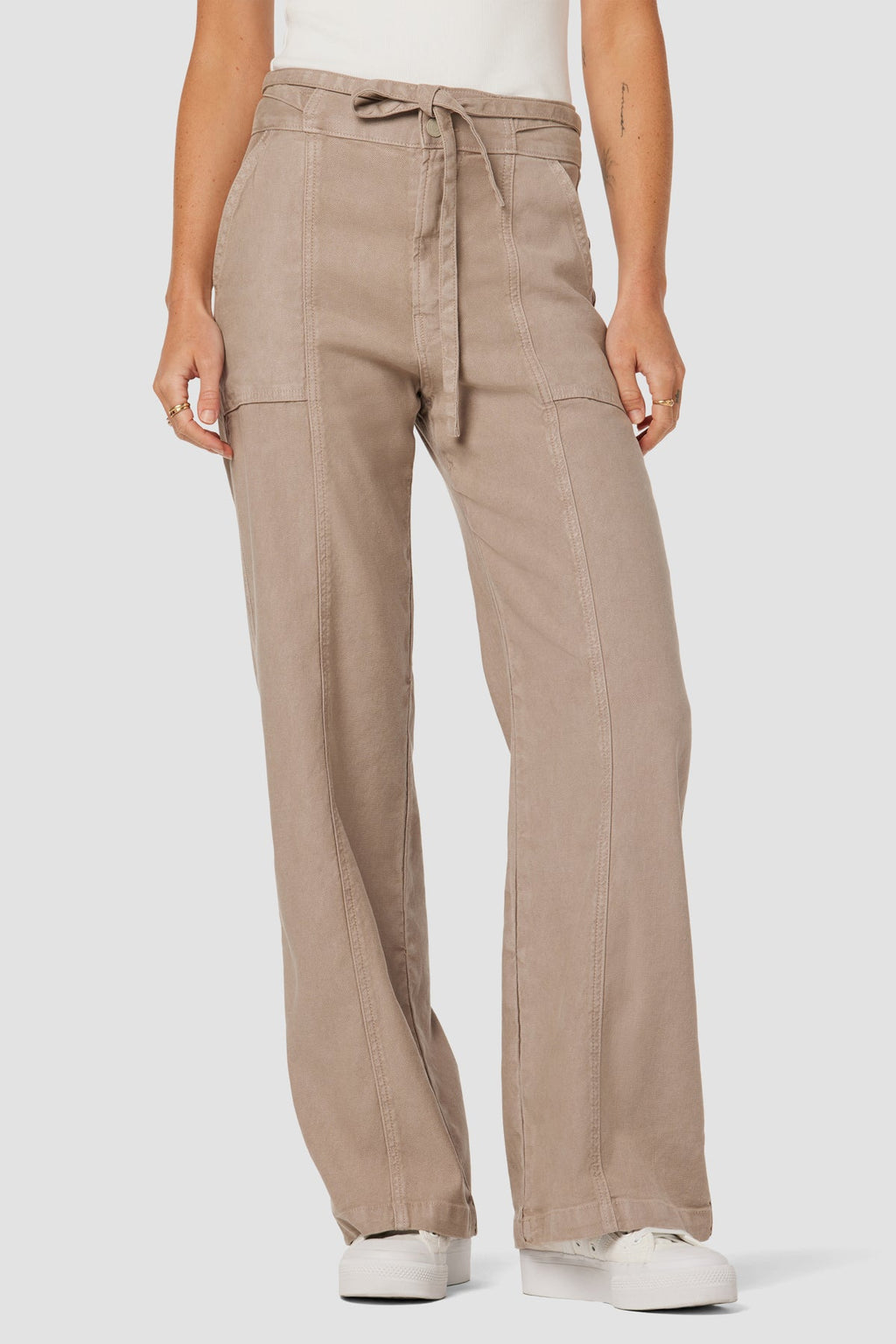 Tie Waist Wide Leg Trouser