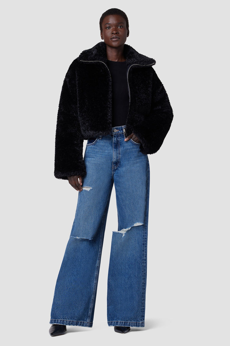 Cropped Plush Teddy Fur Jacket