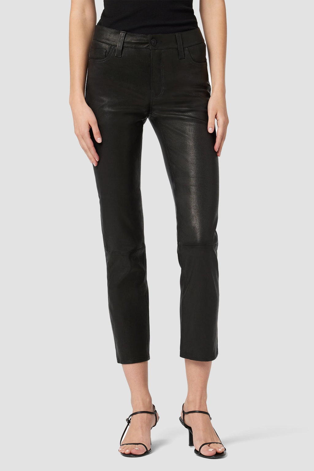 Nico Mid-Rise Straight Leather Crop Pant