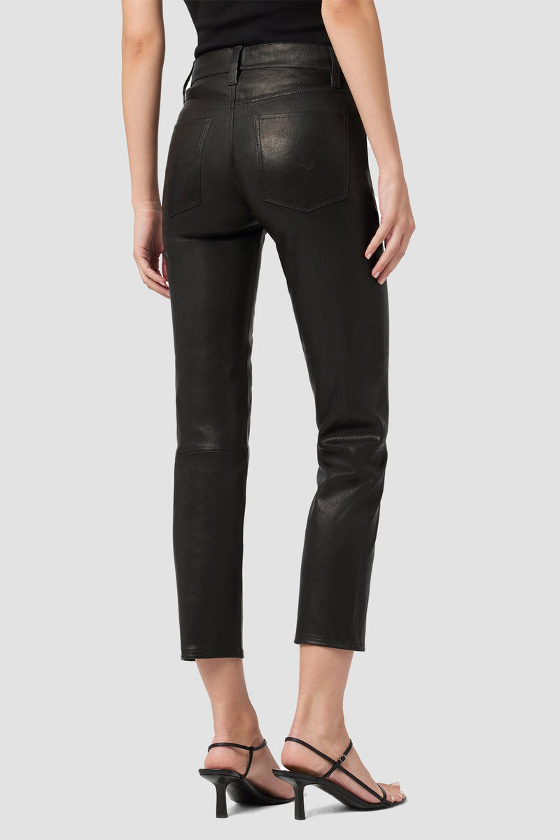 Nico Mid-Rise Straight Leather Crop Pant