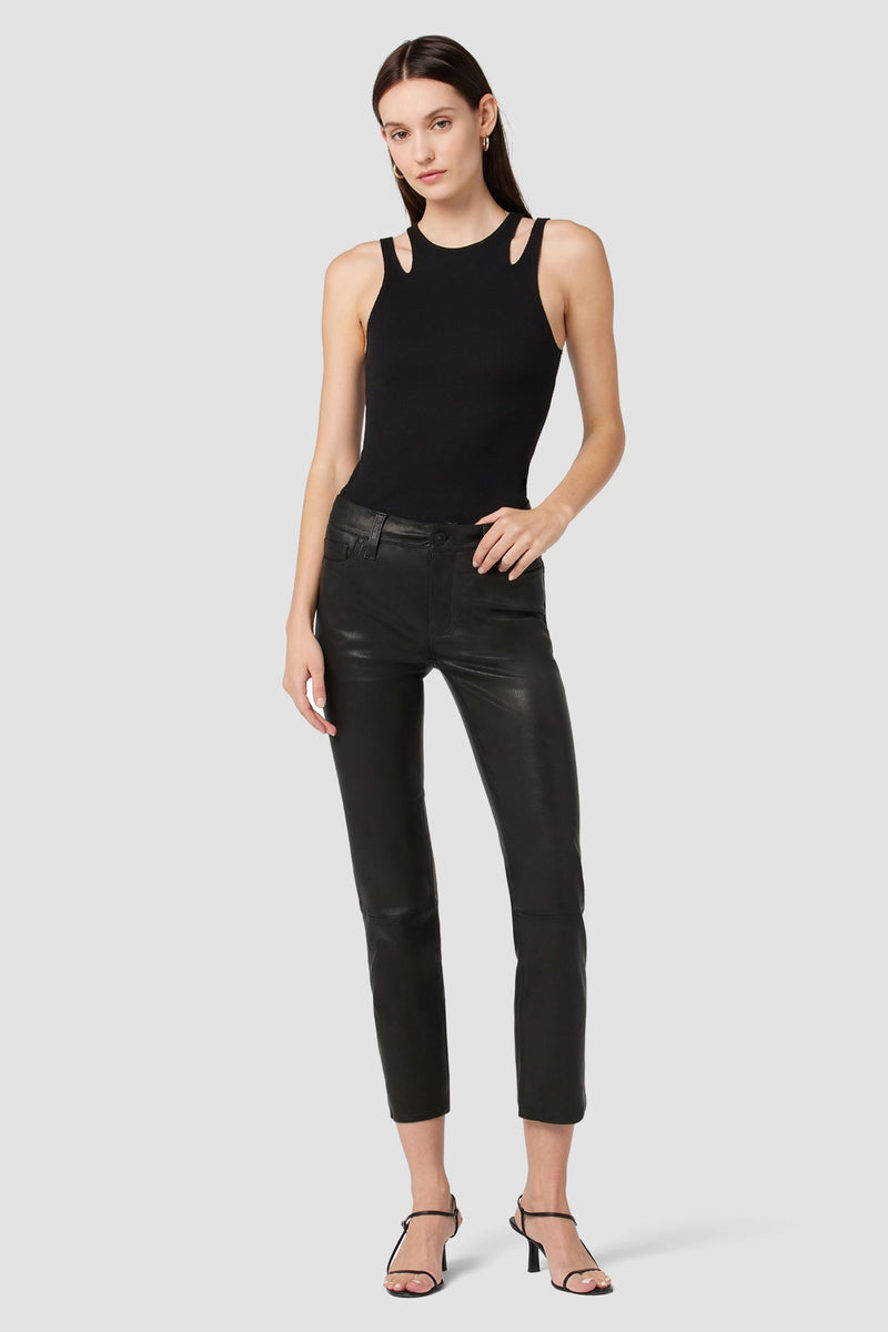 Nico Mid-Rise Straight Leather Crop Pant