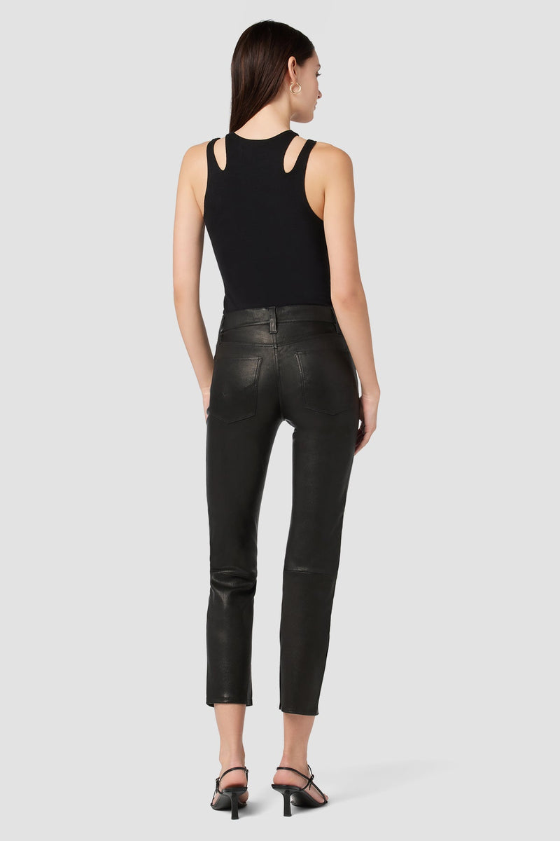 Nico Mid-Rise Straight Leather Crop Pant