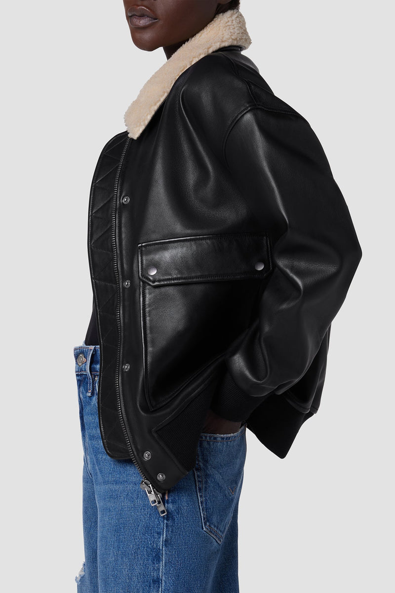 Oversized Leather Bomber Jacket